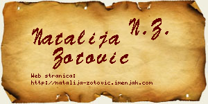 Natalija Zotović vizit kartica